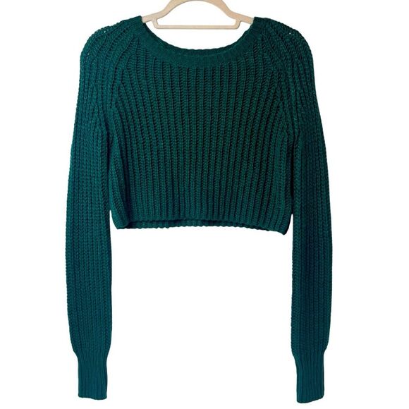 Urban Outfitters Cropped Sweater Hunter Green Size S - Picture 3 of 6